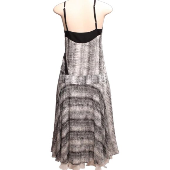 DEREK LAM BLACK/WHITE SILK ABSTRACT PRINT DRESS - Picture 3 of 5